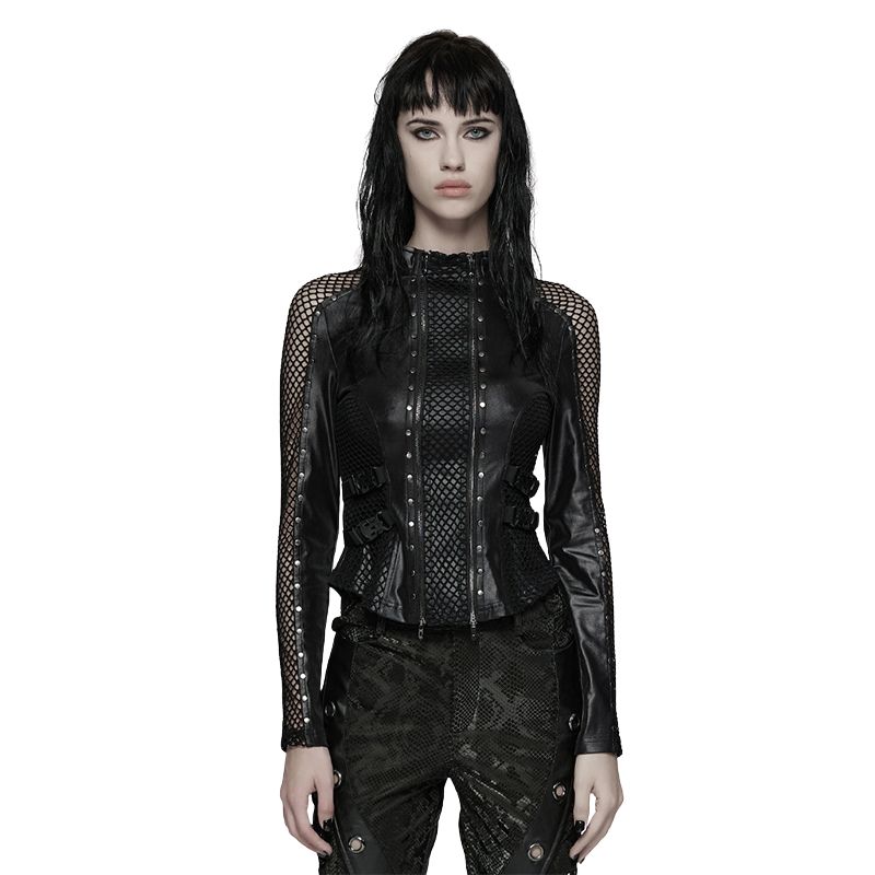Double Zipper Mesh Hollow-Out