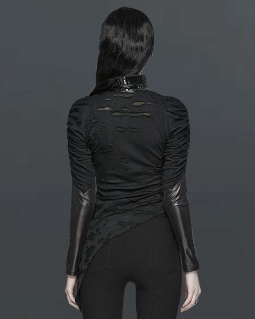 Asymmetrical Mesh Panels Novel Pleated Collar