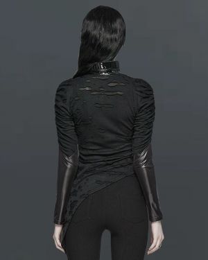 Asymmetrical Mesh Panels Novel Pleated Collar