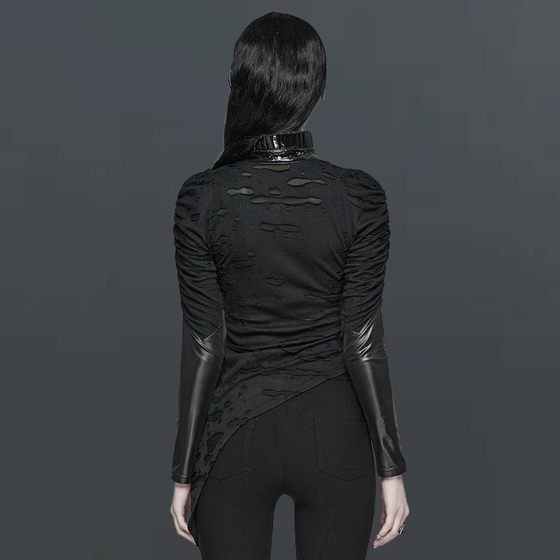 Asymmetrical Mesh Panels Novel Pleated Collar