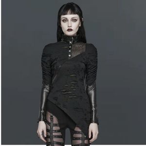 Asymmetrical Mesh Panels Novel Pleated Collar