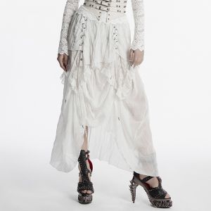 Pleated Chiffon Spliced Lace Goth Skirt