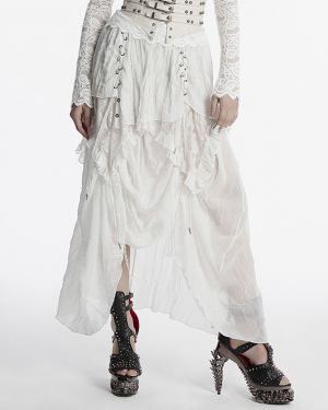Pleated Chiffon Spliced Lace Goth Skirt