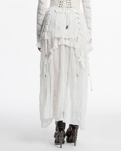 Pleated Chiffon Spliced Lace Goth Skirt