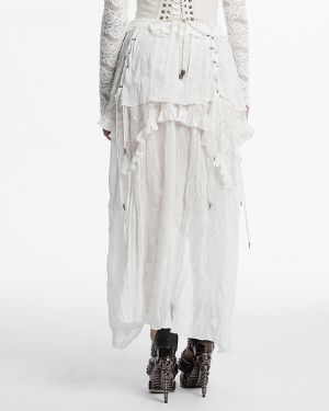 Pleated Chiffon Spliced Lace Goth Skirt
