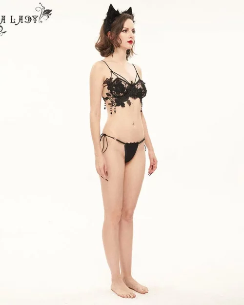 Gothic Sexy Crochet Bra Lingerie Set