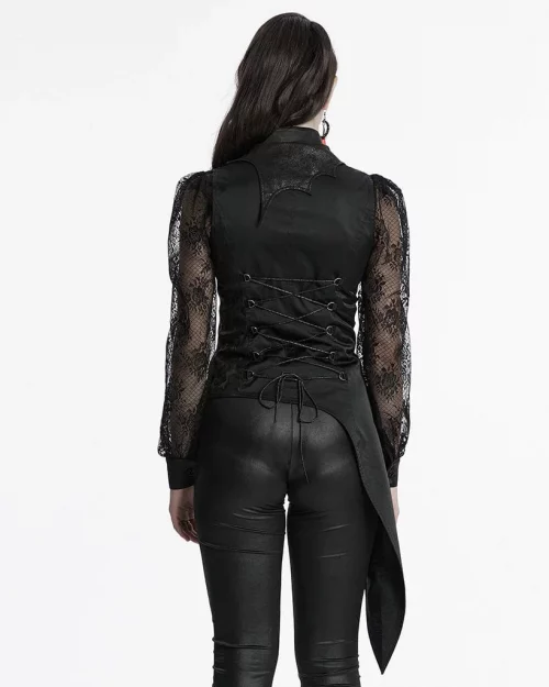 Gothic Irregular Bat Collar Vest with Chain