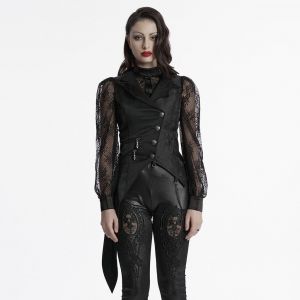 Gothic Irregular Bat Collar Vest with Chain