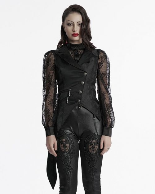 Gothic Irregular Bat Collar Vest with Chain