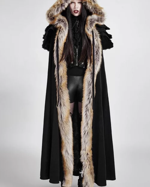 Gothic Woolen Hooded Maxi Coat